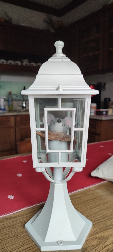 Decorative Lantern with Mouse Figurine